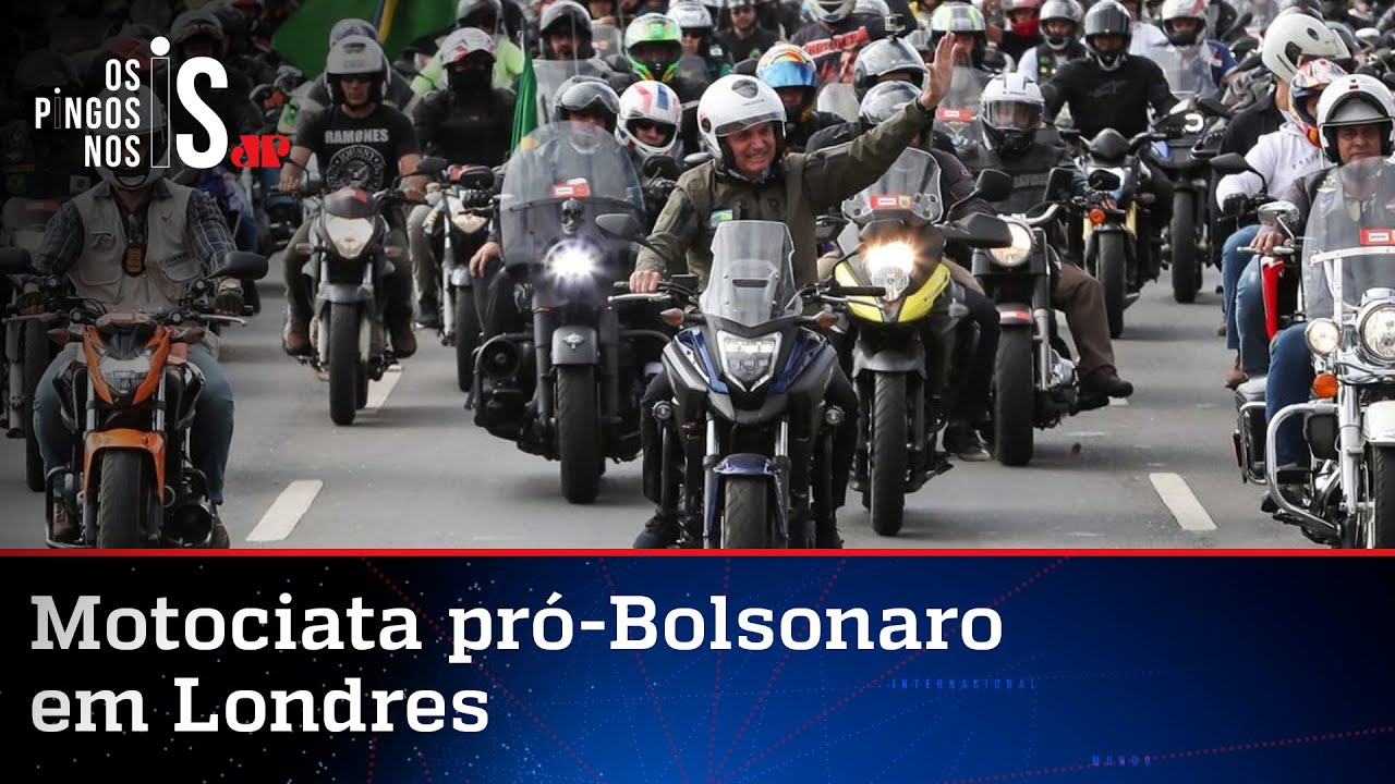 Brasileiros e ingleses fazem motociata em apoio a Bolsonaro em Londres